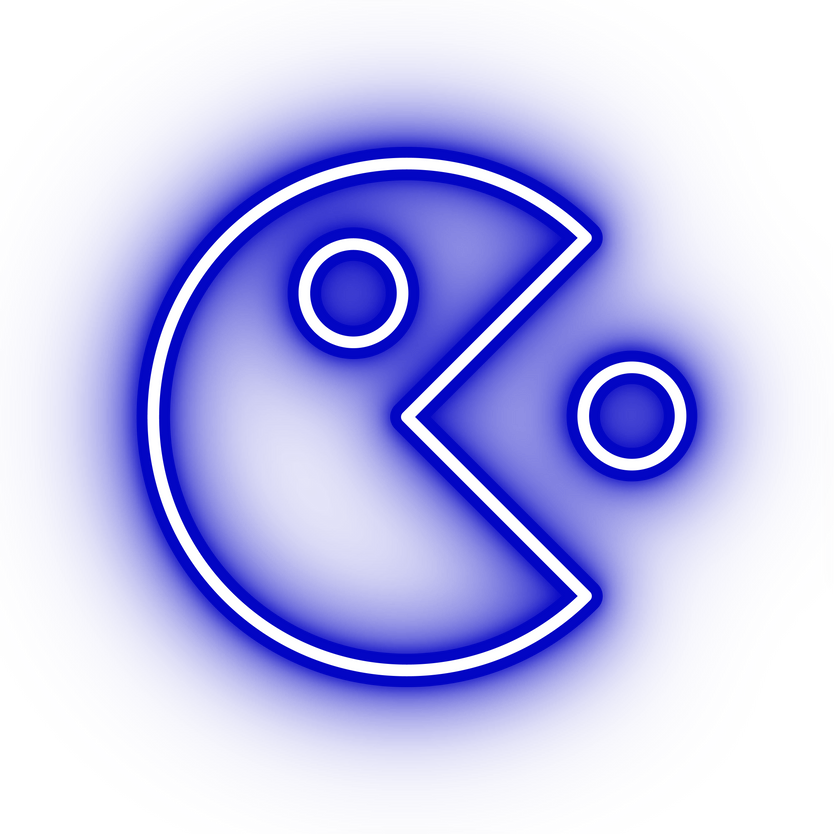 Neon blue pacman icon