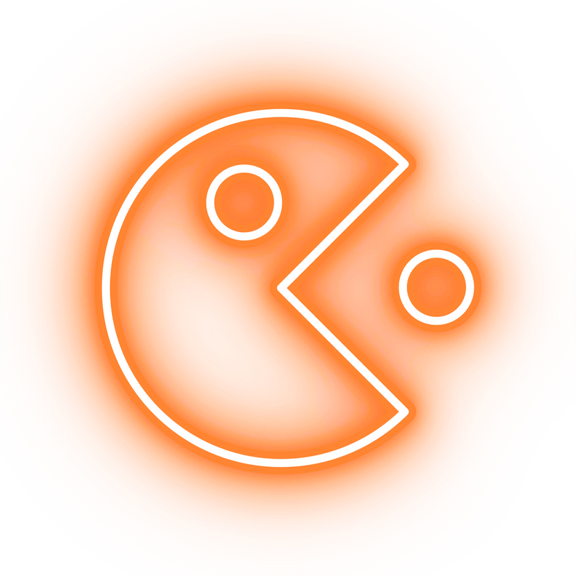 Neon orange pacman icon